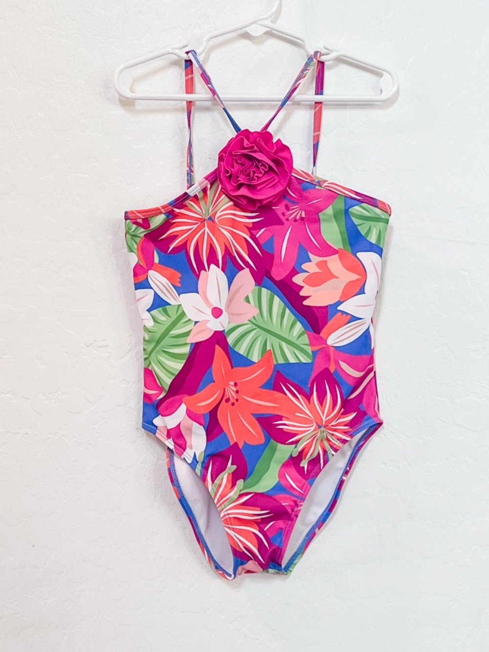 Janie and Jack Pink Tropical Floral Swimsuit